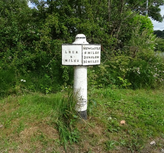 Old milepost beside Leek Road (A53)