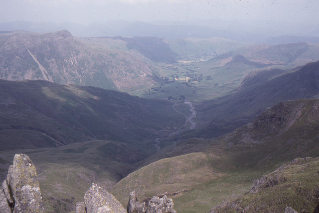 View down into Great Langdale from Crinkle Crags