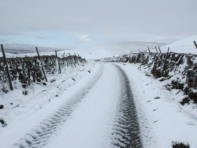 The lane to High Birkwith in the snow