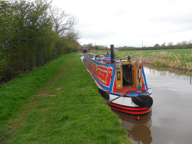 Working Narrow Boat Hadar moored below Marbury lock