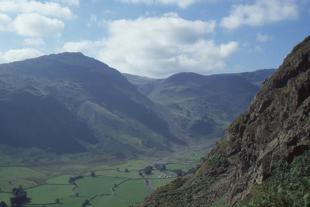 Looking up Great Langdale past Gimmer Crag