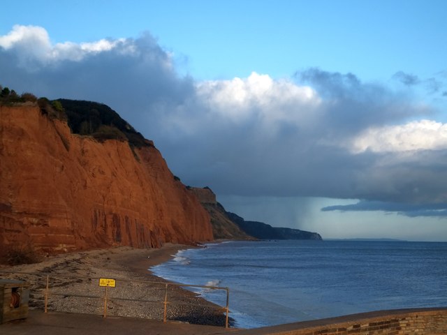 Dark clouds over the sandstone cliffs