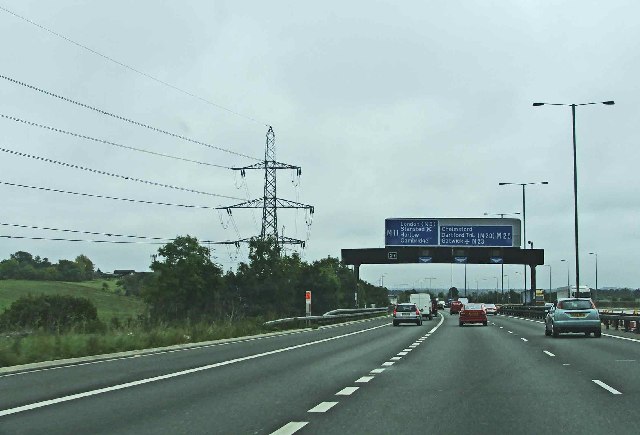 Junction 27 on M25 where it meets the M11