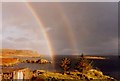 NG2149 : Double rainbow over the boathouse at Colbost Jetty by Tiger