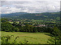 SO2613 : Looking downhill over pastureland to Govilon by Carol Rose