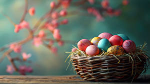 Wallpapers Easter Wicker basket Egg Food