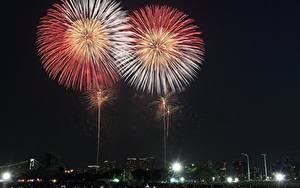 Fotos Feuerwerk Japan Präfektur Tokio Nacht Städte