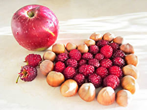 Wallpapers Nuts Apples Raspberry Heart Food