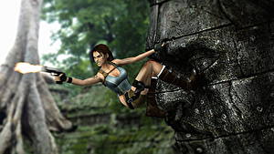 Sfondi desktop Tomb Raider Pistole Alpinismo Lara Croft Tiro Videogiochi Ragazze Grafica_3D