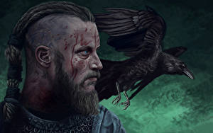 Sfondi desktop Vikings (serie TV) Corvi Pittura Aves Fan ART raven Ragnar Lothbrok Film Fantasy