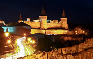 Images Ukraine Castles Roads Night Street lights  Cities