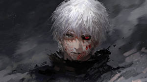 Bakgrundsbilder på skrivbordet Tokyo Ghoul Grabb Blod Kaneki Ken Anime