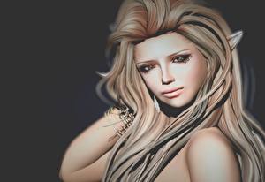 Sfondi desktop Elfi Capelli Colpo d'occhio Viso Fantasy Ragazze Grafica_3D