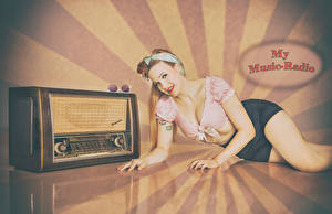 Bakgrunnsbilder Retro Radio TIME pin-up Unge_kvinner