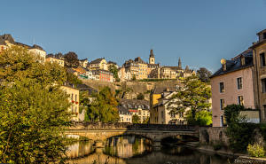 Papel de Parede Desktop Ponte Casa Rios Luxemburgo Grund Cidades