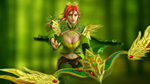 Sfondi desktop DOTA 2 Windrunner Arcieri Donna rossa Fantasy