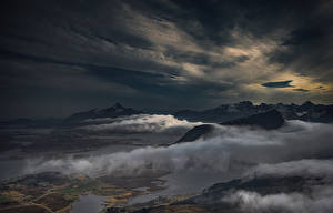 デスクトップの壁紙、、風景写真、山、雲、夜、自然