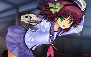 Sfondi desktop Angel Beats Pistole Uniforme Scolara Yui Anime Ragazze