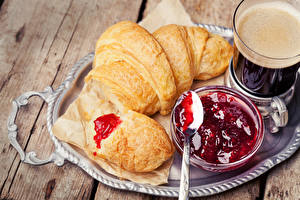 Pictures Croissant Fruit preserves Spoon Food