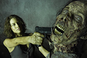 Sfondi desktop Pistole Zombi The Walking Dead Lauren Cohan Film Ragazze