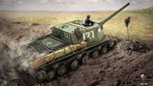 Sfondi desktop World of Tanks Pistola semovente Nikita Bolyakov ISU - 122 Videogiochi