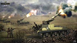 Sfondi desktop World of Tanks Artiglieria semovente Nikita Bolyakov Colpo M 40 Videogiochi