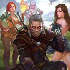 Bureaubladachtergronden The Witcher 3: Wild Hunt Krijgers Videogames Triss Merigold, Yennefer of Vengerberg, Cirilla Fiona Elen Riannon, Ciri or the Lion Cub of Cintra jonge vrouw Jonge_vrouwen Fantasy