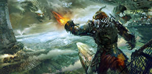 Sfondi desktop Guild Wars Guild Wars 2 Drago Mostro Battaglia Armatura Fantasy