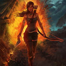 Papel de Parede Desktop Tomb Raider 2013 Arqueiros Lara Croft Jogos Meninas