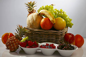 Hintergrundbilder Stillleben Obst Weintraube Ananas Zitrusfrüchte Melone Beere