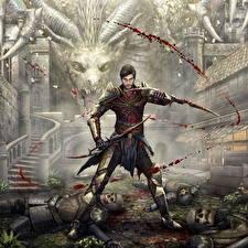 Image Dragon Age Dragons Warriors Man Armor Blood Fantasy