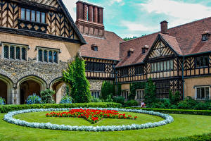 Bakgrundsbilder på skrivbordet Tyskland Potsdam Palats Gräsmatta Cecilienhof Palace Brandenburg stad