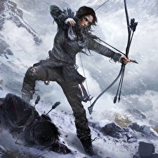 Papel de Parede Desktop Rise of the Tomb Raider Arqueiros Lara Croft Flechas Arco arma Jogos Meninas