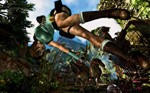 Sfondi desktop Tomb Raider Pistola Lara Croft Salta Le gambe Stivale Videogiochi Grafica_3D Ragazze