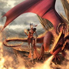 Image Dragon Age Dragon Flame Wings Flemeth Fantasy Girls