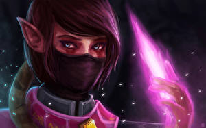 Sfondi desktop DOTA 2 Templar Assassin Lanaya Guerrieri Elfo Maschere Videogiochi Fantasy