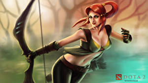 Sfondi desktop DOTA 2 Windrunner Guerrieri Arciere Donna rossa Arco arma Fantasy