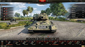 Sfondi desktop World of Tanks Carri armati T-34 T-34-85 in the hangar Videogiochi