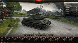 Sfondi desktop World of Tanks Carro armato T-34 T-34-85 Rudy in the hangar gioco