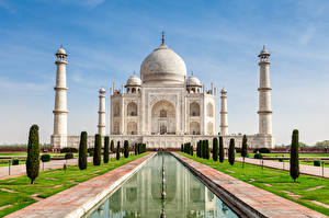 Papel de Parede Desktop Taj Mahal Índia Mesquita Agra India Uttar Pradesh