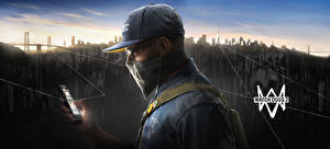 Fotos Mann Maske Watch Dogs 2 Baseballcap Telefon Smartphones Marcus Holloway computerspiel