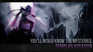 Sfondi desktop DOTA 2 Templar Assassin Lanaya Elfo Magia Maschere gioco Fantasy