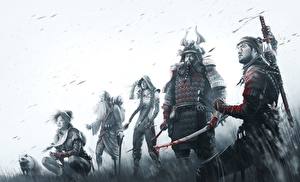 Sfondi desktop Guerrieri Bianco e nero Samurai Shadow Tactics Blades of the Shogun gioco