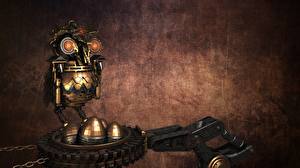 Fondos de escritorio Steampunk Búhos Cadena 3D Gráficos