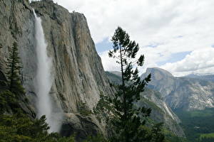 Tapety na pulpit Parki Stany zjednoczone Wodospady Kalifornia Skałki Yosemite przyroda