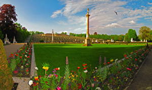 Bakgrundsbilder på skrivbordet Tyskland Landskapsdesign Potsdam Gräset Gräsmatta Design Brandenburg Blommor