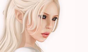 Sfondi desktop Elfo Faccia Ragazza bionda Grafica 3D Ragazze Fantasy