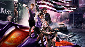 Papel de Parede Desktop Saints Row Homem Bandeira 4 Meninas