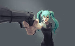 Sfondi desktop Vocaloid Pistole Anime Ragazze