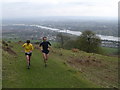 NS4674 : Track up Kilpatrick Hills overlooking Erskine Bridge by Chris Upson